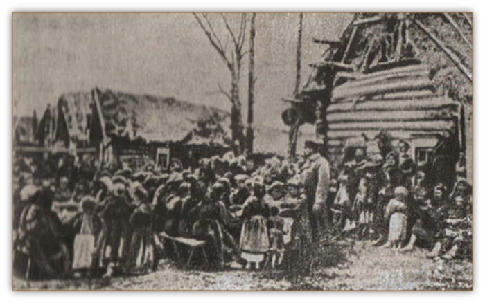 Столовая для голодающих в селе Пралевка Лукояновского уезда Нижегородской губернии,
фото 1892 года